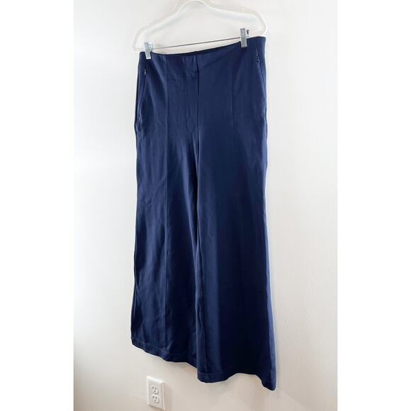 LOFT Ponte High Rise Wide Leg Trouser Pants Navy Blue Large - Picture 10 of 12
